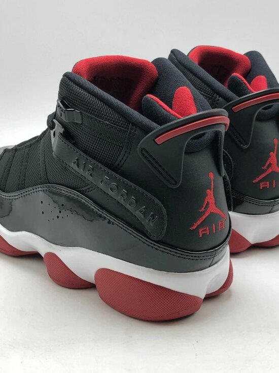 Men NIKE Air Jordan 6 RINGS \'BRED\' Basketball Shoes - Black Red 322992-062 main image 12